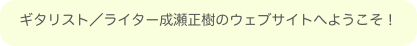 ギタリスト／ライター成瀬正樹のウェブサイトへようこそ！